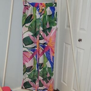 Violet Sky Ocean Breeze Tropical Wide Leg Palazzo Pants NWT Size Medium